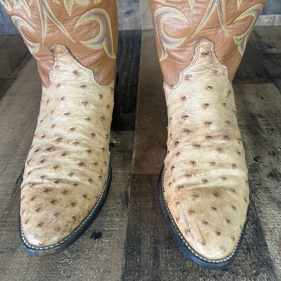Justin Vintage Full Quill Ostrich Cowboy Boots Me… - image 7