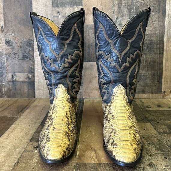 Nocona Vintage Snakeskin Cowboy Boots Mens 11 D - image 6