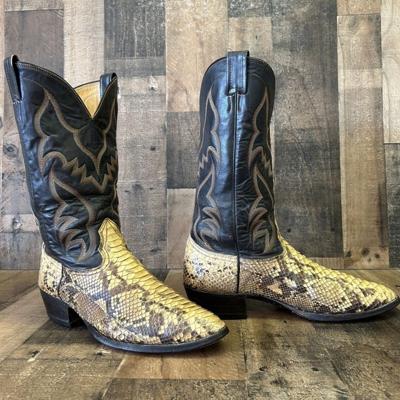 Nocona Vintage Snakeskin Cowboy Boots Mens 11 D - image 1