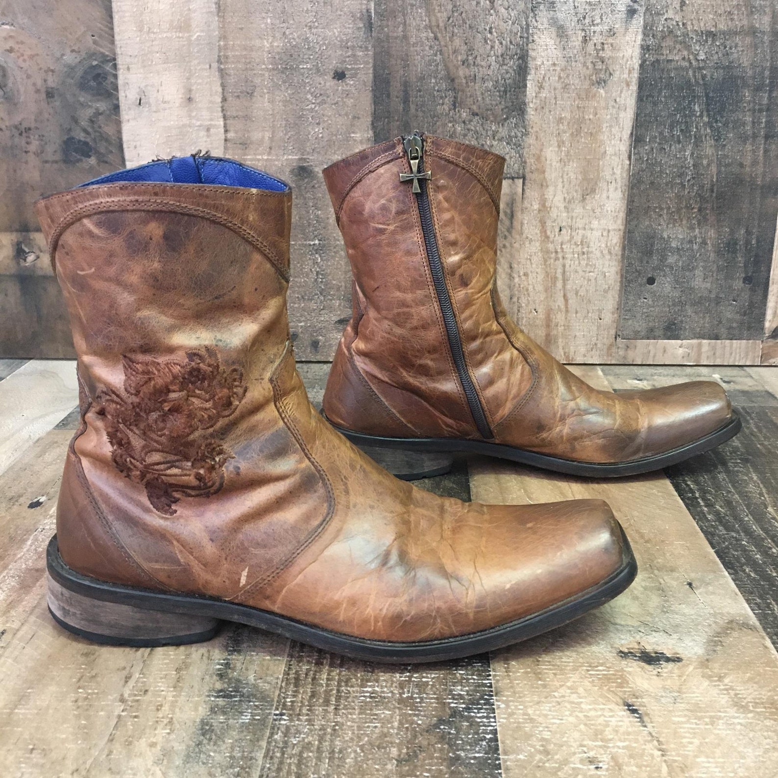 distressed ankle nosebleed boot