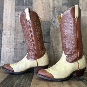 Tony Lama 6216 Vintage Gold Label Wingtip Cowboy Boots Mens 7.5 D