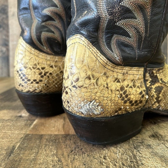 Nocona Vintage Snakeskin Cowboy Boots Mens 11 D - image 10