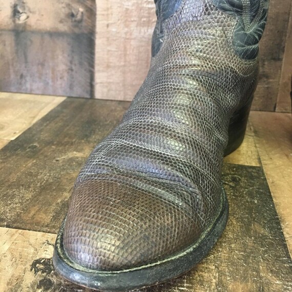 Justin Vintage Lizard Cowboy Boots Mens 8 E - image 8