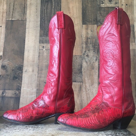 Red snakeskin sales cowboy boots