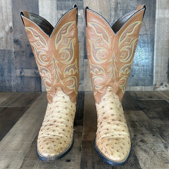 Justin Vintage Full Quill Ostrich Cowboy Boots Me… - image 6