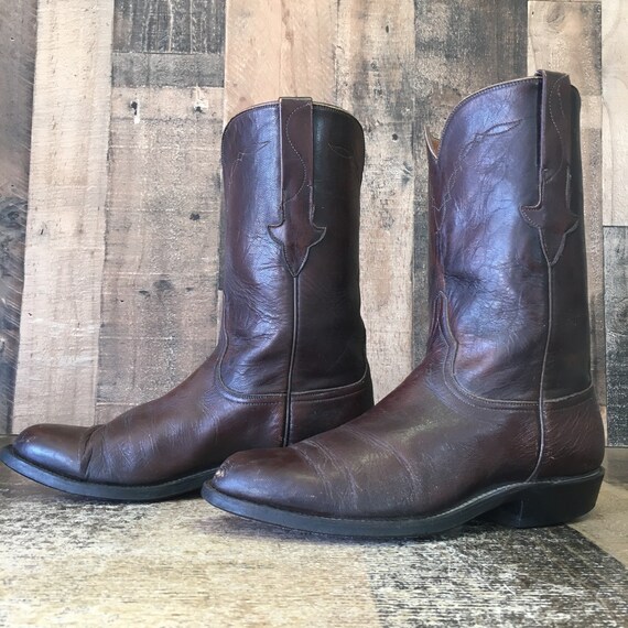 Lucchese P0468 Vtg Classic Brown Roper Cowboy Boo… - image 5