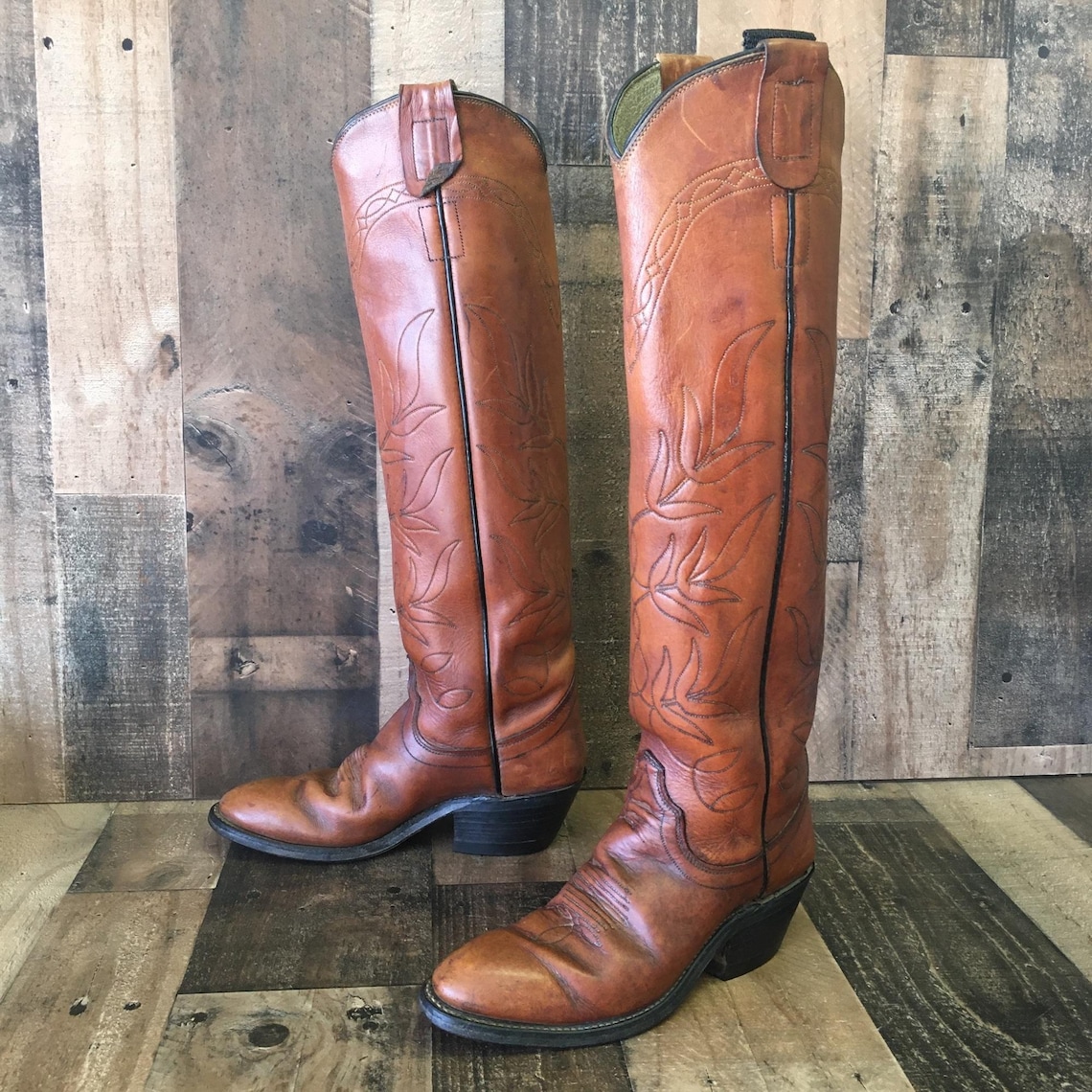 Olathe Vtg Tall Buckaroo Cowboy Boots Womens 5.5 b Etsy