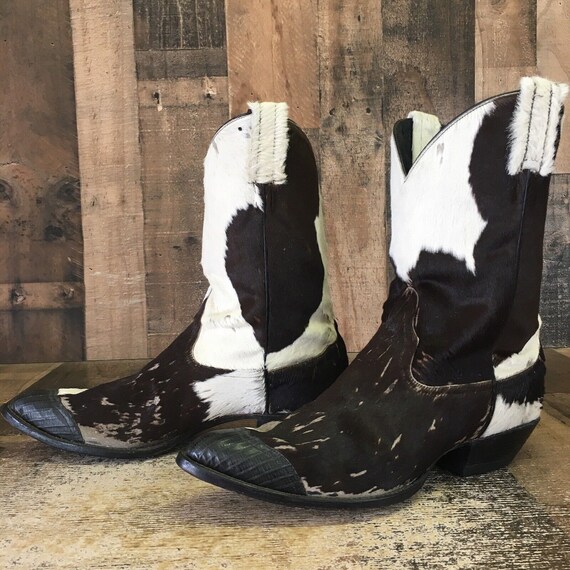 Tony Lama Vintage Hair on Hide Wingtip Cowboy Boots Mens 10 D Etsy