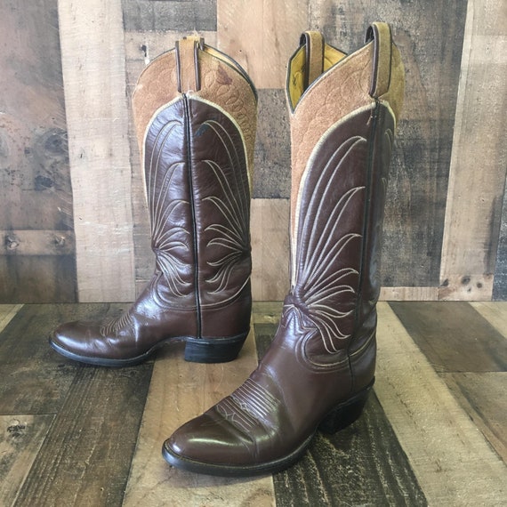 Tony Lama Vtg Gold Label Tall Cowboy Boots Womens