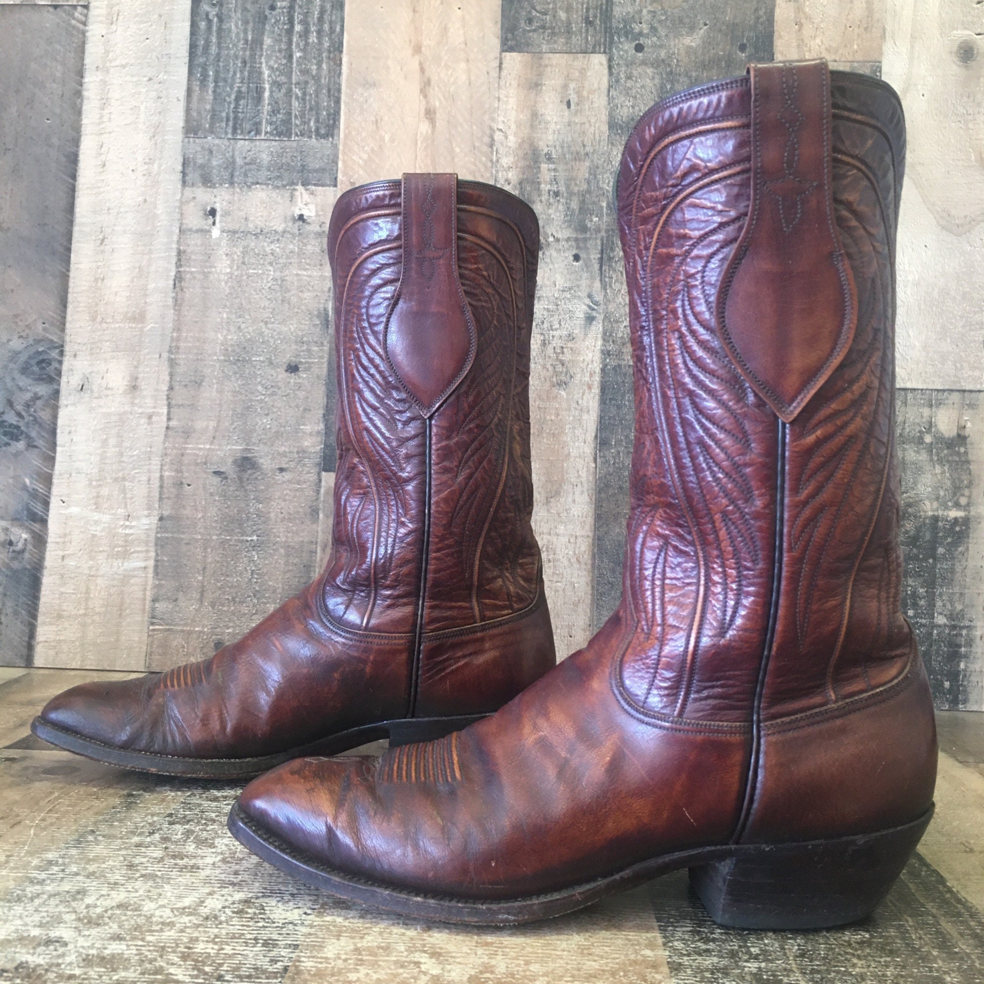 Vtg French Toe Cowboy Boots Mens 