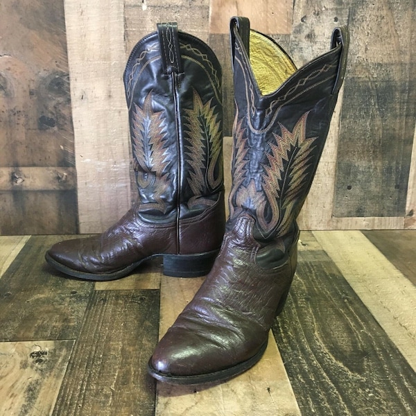 Tony Lama Vintage Smooth Ostrich Cowboy Boots Mens 7.5 D