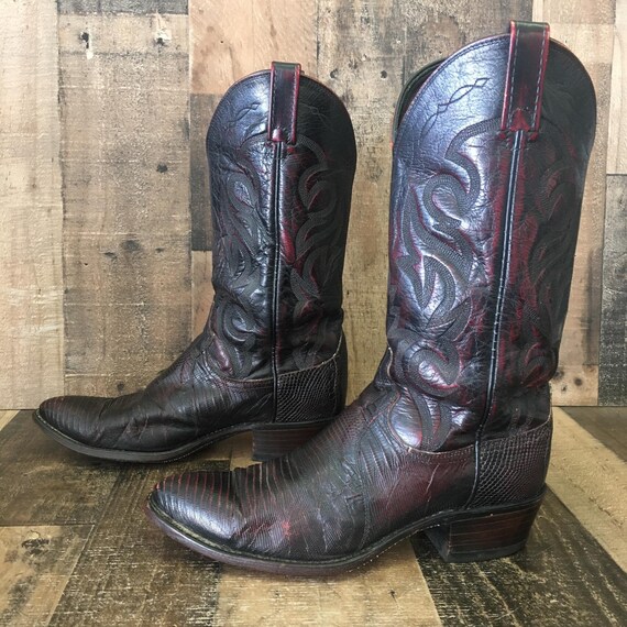 Dan Post Vtg Black Cherry Teju Lizard 