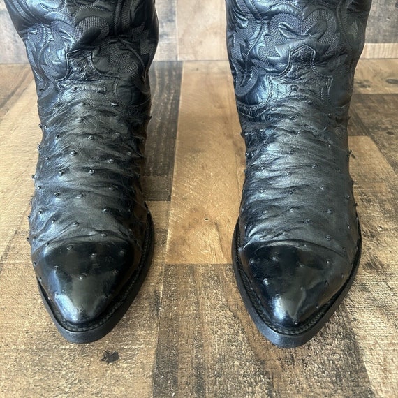 Justin Vintage Black Full Quill Ostrich Cowboy Bo… - image 9