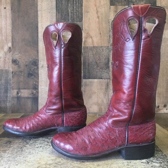 Custom Vintage Full Quill Ostrich Cowboy Boots Me… - image 10