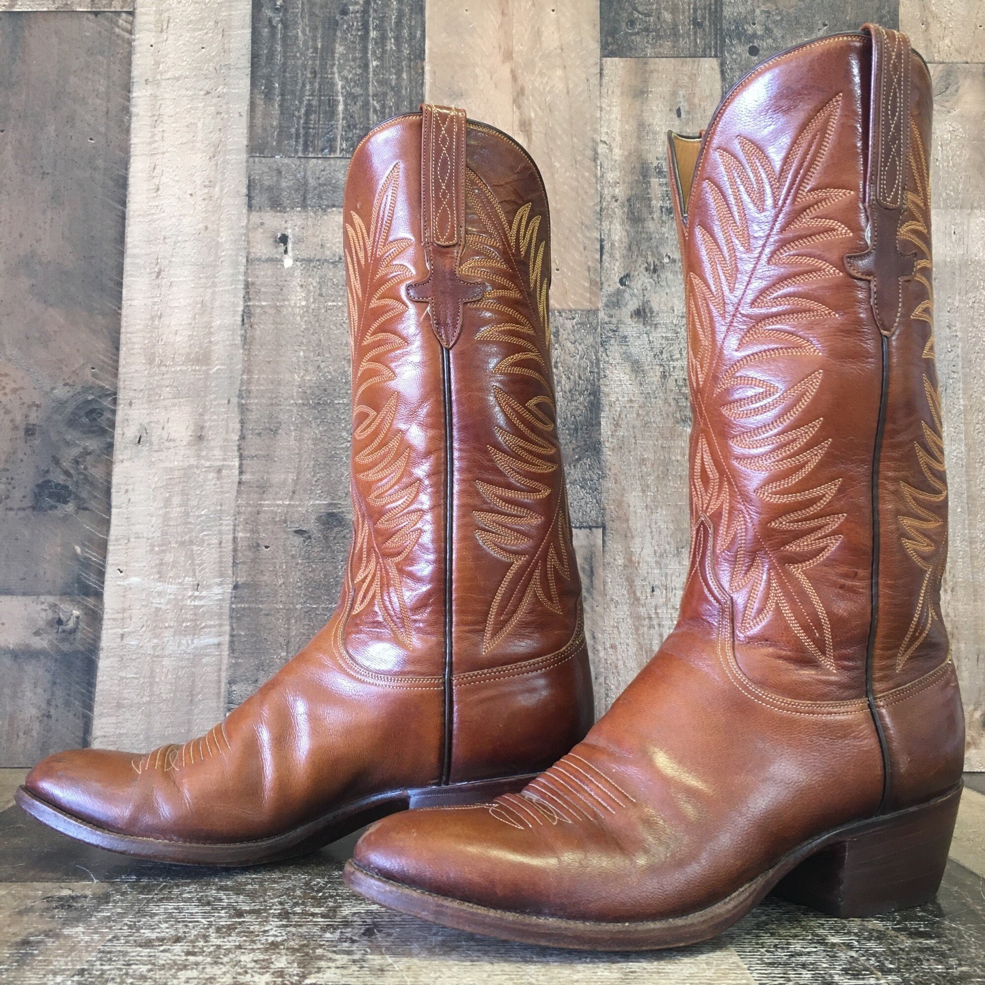Lucchese 3L021 Vtg San Antonio Classic Brown Cowboy Boots Mens 8.5 D Etsy