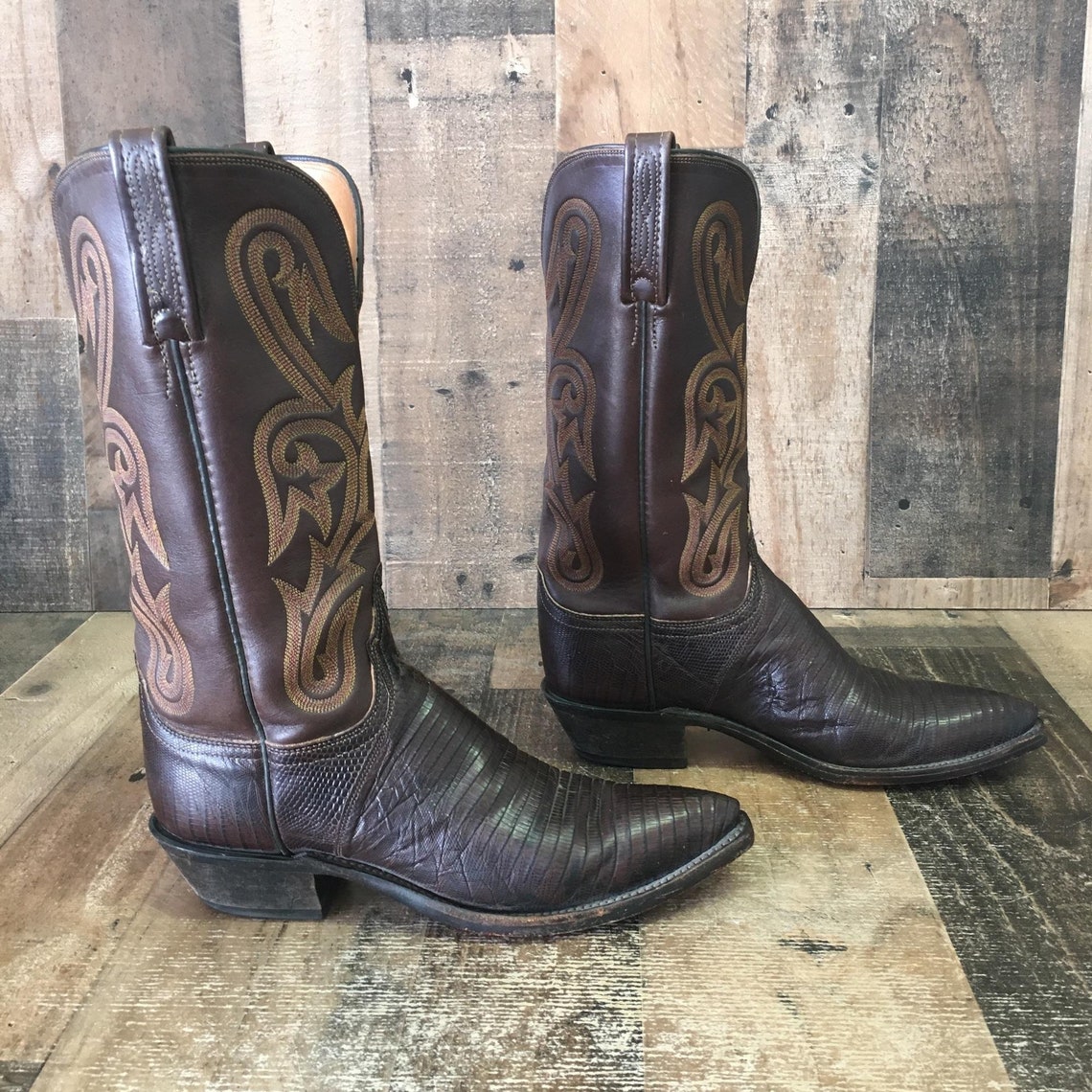 Lucchese 1883 Vtg Teju Lizard Cowboy Boots Womens 8.5 B Etsy