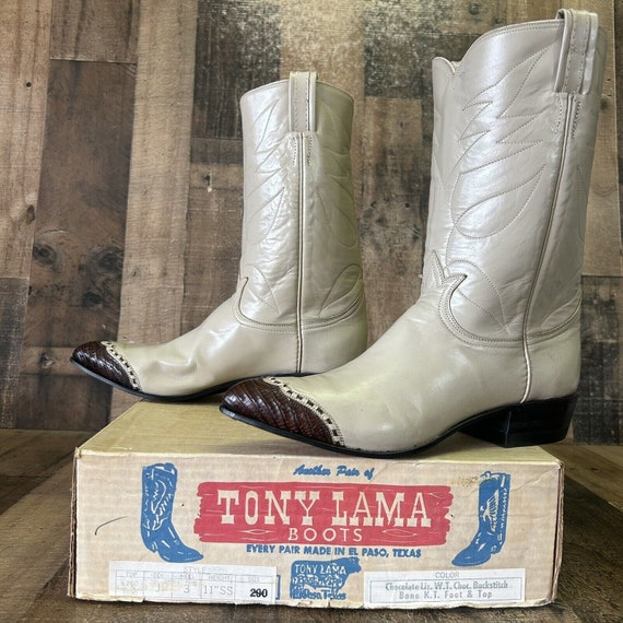 Tony Lama Vintage Wingtip Gold Label Cowboy Boots 