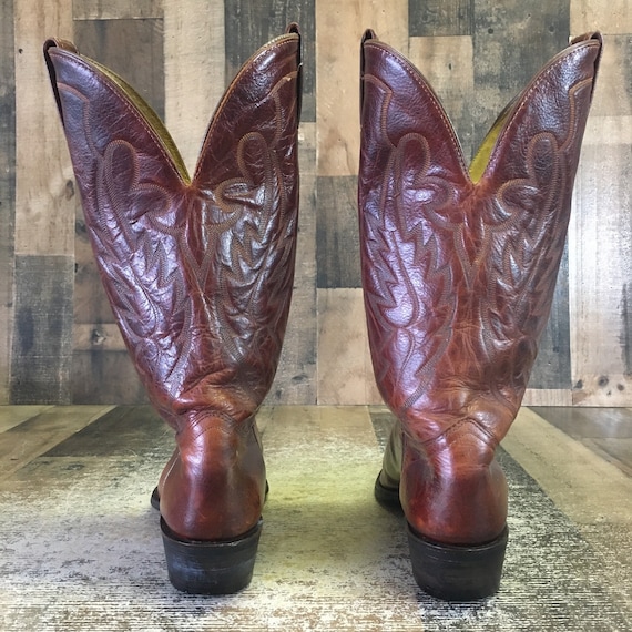 J Chisholm Vtg Classic Brown Cowboy Boots Mens 9 D - image 8