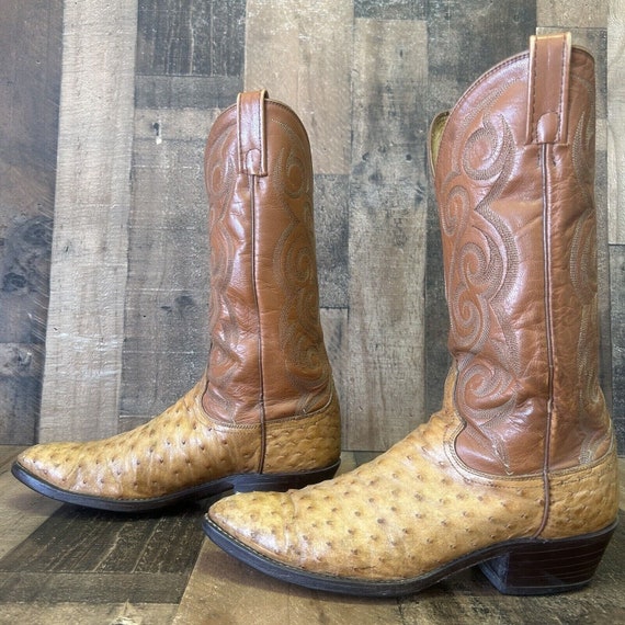 Dan Post Vintage Full Quill Ostrich Cowboy Boots … - image 1