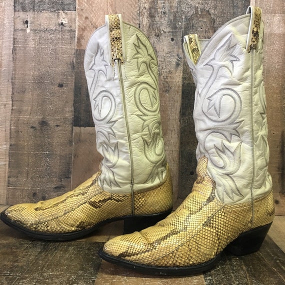 Larry Mahan Vtg Snakeskin Cowboy Boots Mens 9 D