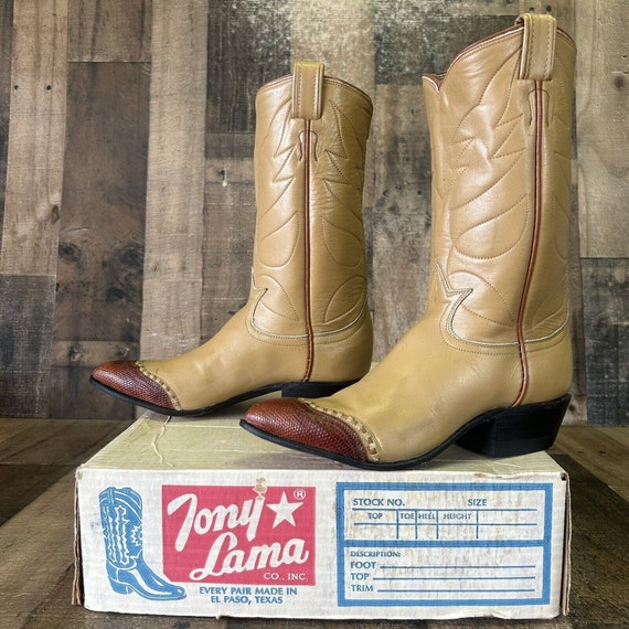 Tony Lama Vintage Lizard Wingtip Gold Label Cowboy