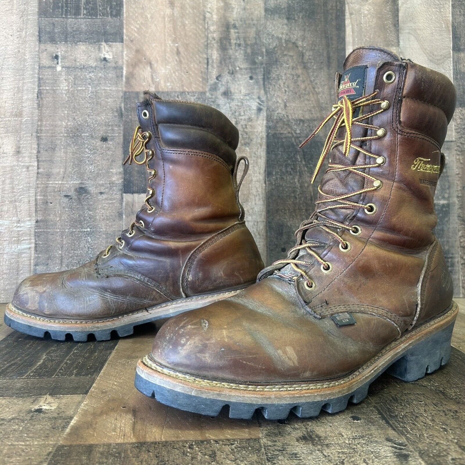 Thorogood 804 3554 Steel Toe 9 Logger Waterproof Work Boots Mens