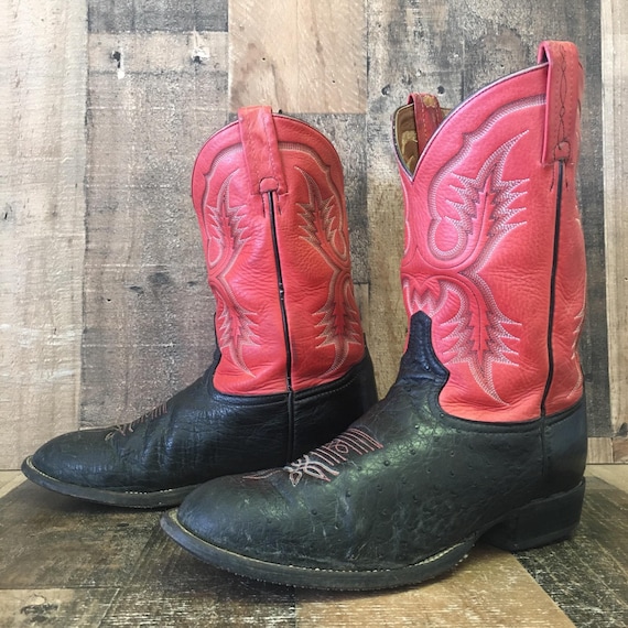 Mens ostrich outlet boots round toe