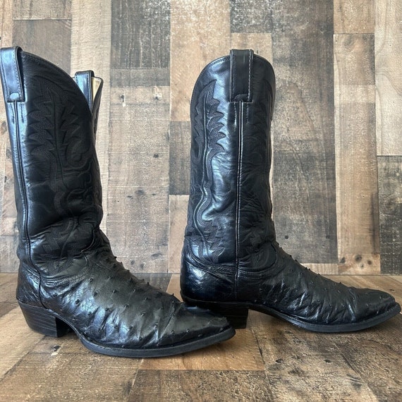 Justin Vintage Black Full Quill Ostrich Cowboy Bo… - image 5