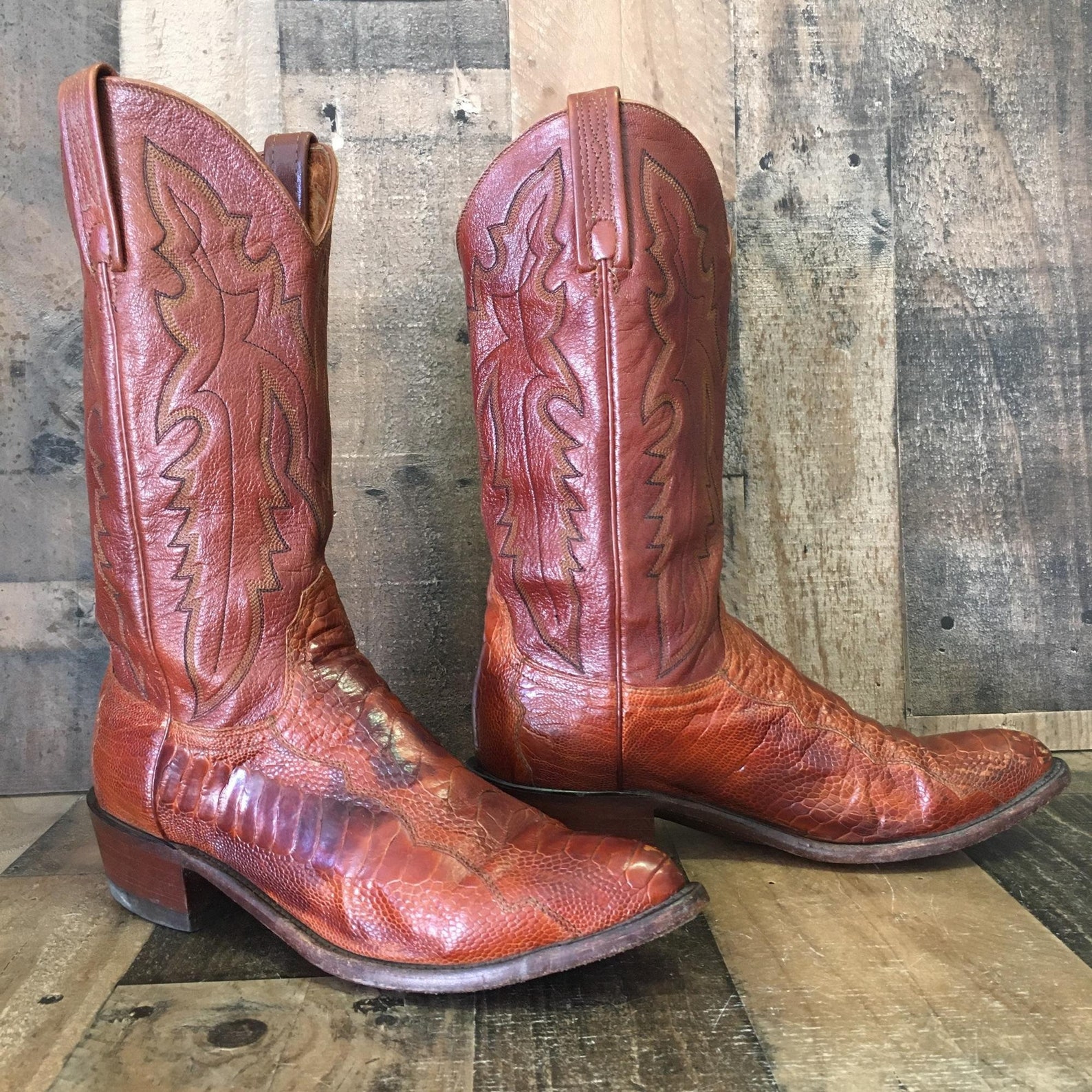 Lucchese 1883 Vtg Ostrich Leg Cowboy Boots Mens 8.5 D Etsy