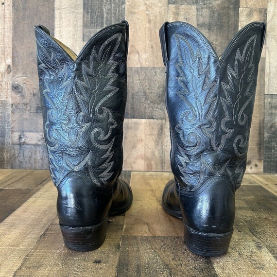 Dan Post Vintage Classic Black Cowboy Boots Mens … - image 8