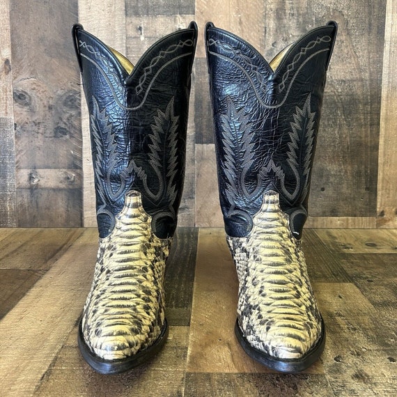 Tony Lama Vintage Snakeskin Cowboy Boots Mens 12 D - image 6