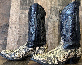 Tony Lama Vintage Snakeskin Cowboy Boots Mens 12 D