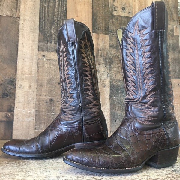 Cowtown Vtg Alligator Cowboy Boots Mens 9.5 D