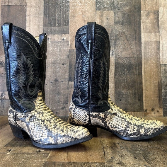 Tony Lama Vintage Snakeskin Cowboy Boots Mens 12 D - image 5
