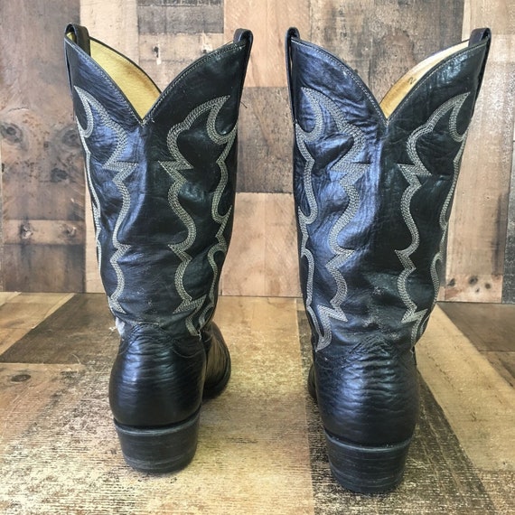 Cowtown Vintage Classic Black Cowboy Boots Mens 9… - image 7