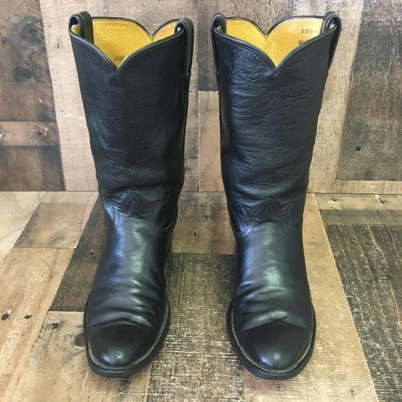 Tony Lama Vintage Gold Label Classic Black Cowboy… - image 8