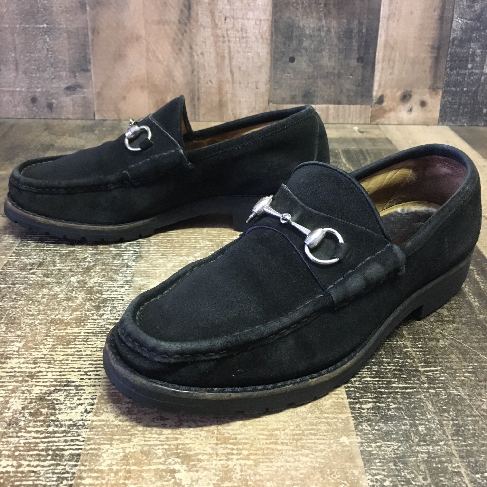 gucci women's black suede loafers