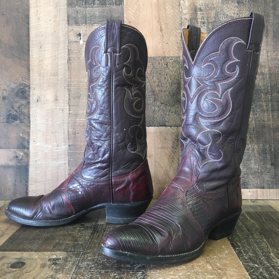 Nocona Vtg Teju Black Cherry Cowboy 