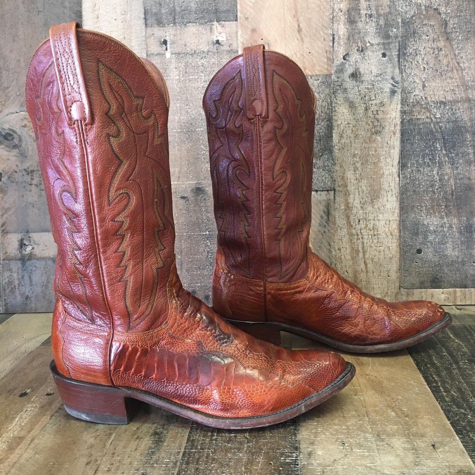 Lucchese 1883 Vtg Ostrich Leg Cowboy Boots Mens 8.5 D Etsy
