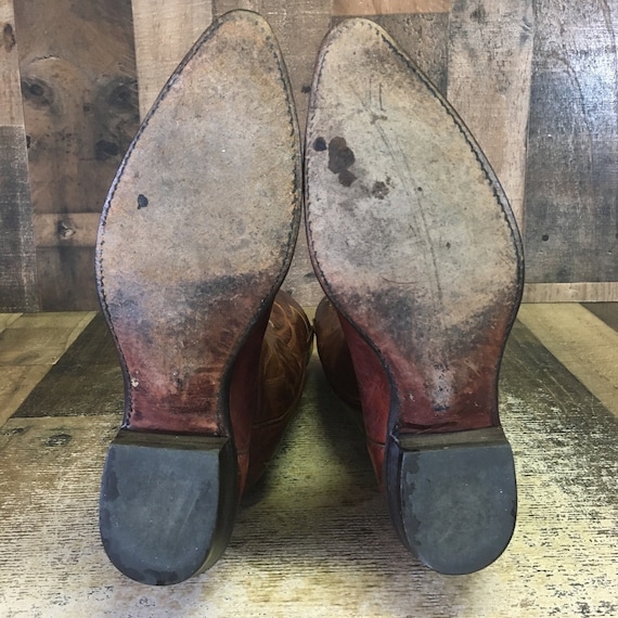 J Chisholm Vtg Classic Brown Cowboy Boots Mens 9 D - image 2