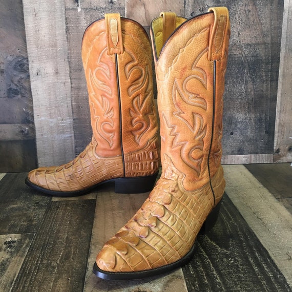 Rudel Caiman Tail Embossed Cowboy Boots 