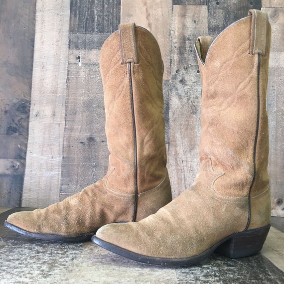 Tony Lama Vtg Gold Label Suede Cowboy Boots Womens