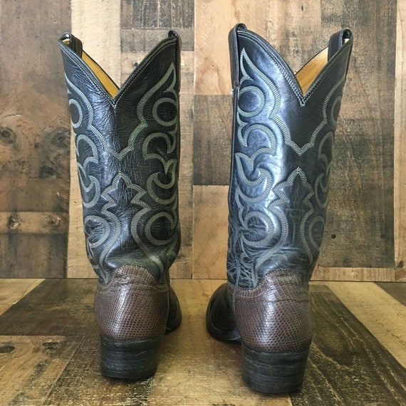 Justin Vintage Lizard Cowboy Boots Mens 8 E - image 6
