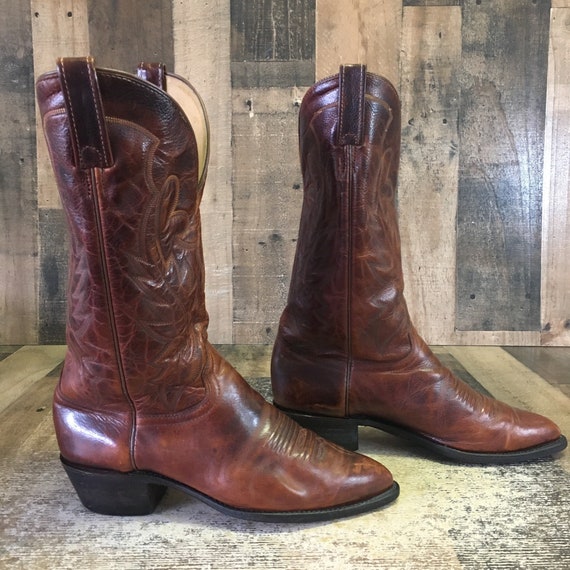 J Chisholm Vtg Classic Brown Cowboy Boots Mens 9 D - image 10