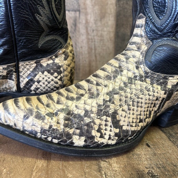 Tony Lama Vintage Snakeskin Cowboy Boots Mens 12 D - image 10