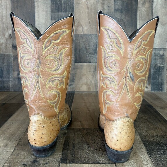 Justin Vintage Full Quill Ostrich Cowboy Boots Me… - image 8