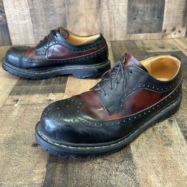 Gripfast Vintage Steel Toe Wingtip Brogue Shoes Mens UK 10 US 11