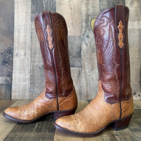 T.O. Stanley Handmade Cowboy Boots - Brown Full Quill Ostrich - Wmns Size  9.5B