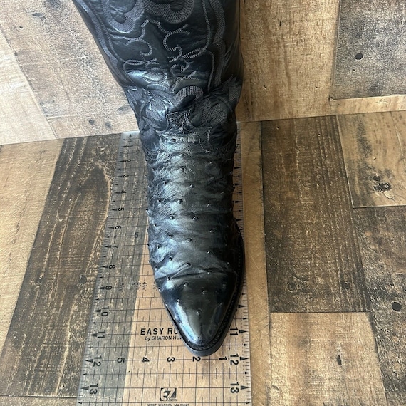 Justin Vintage Black Full Quill Ostrich Cowboy Bo… - image 4