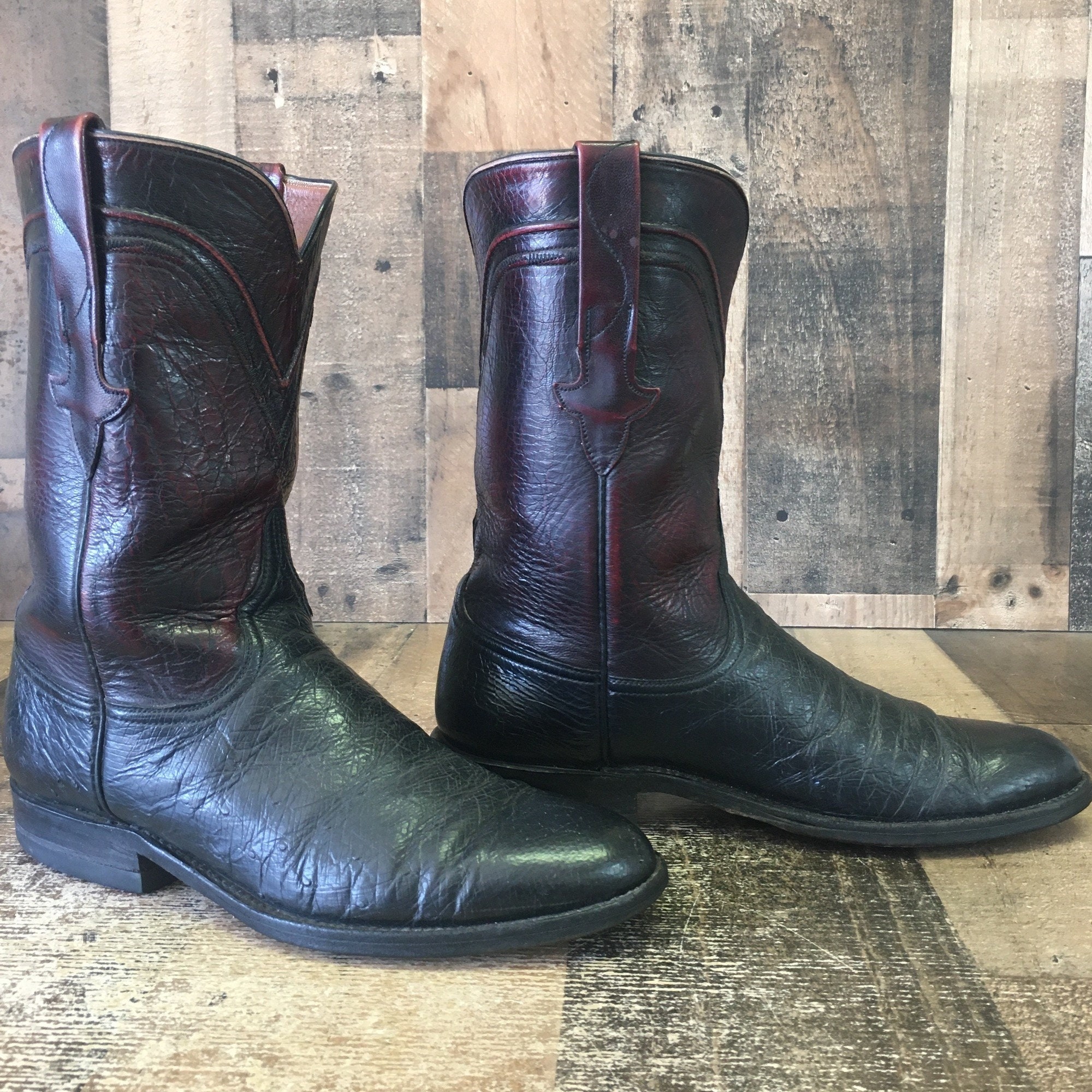 Lucchese black cherry ostrich deals boots